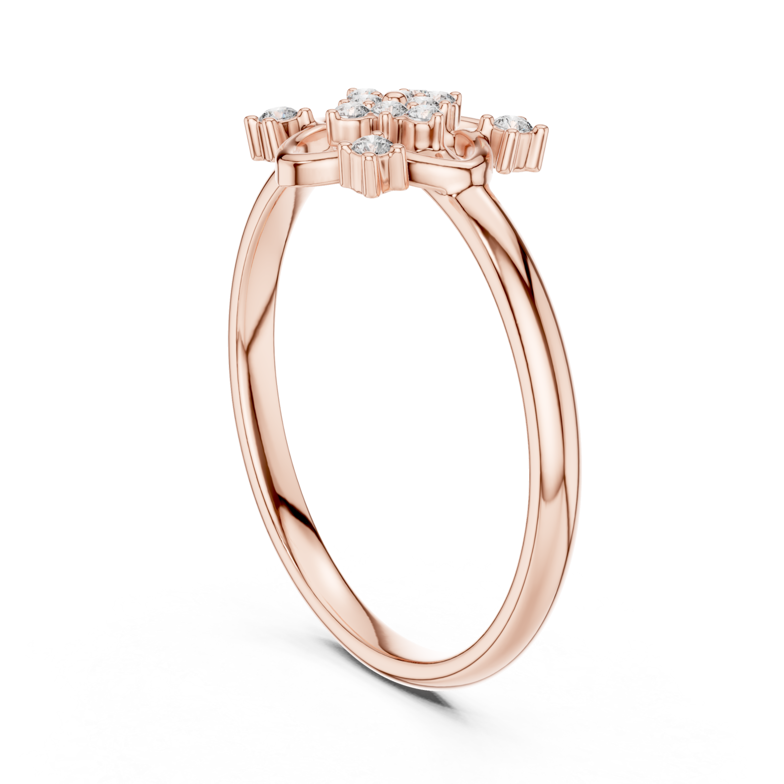  Rose Gold Whimsical Petal Embrace Solitaire Ring Left View