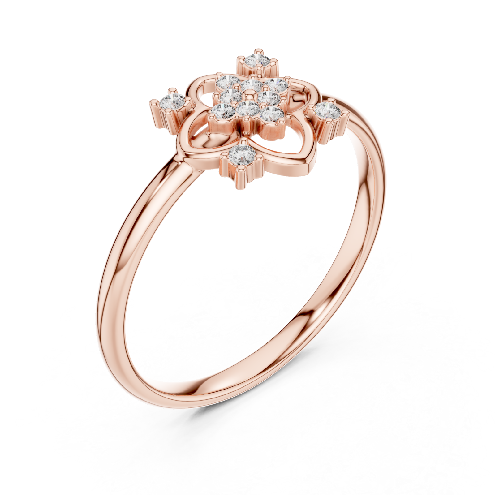  Rose Gold Whimsical Petal Embrace Solitaire Ring Right View