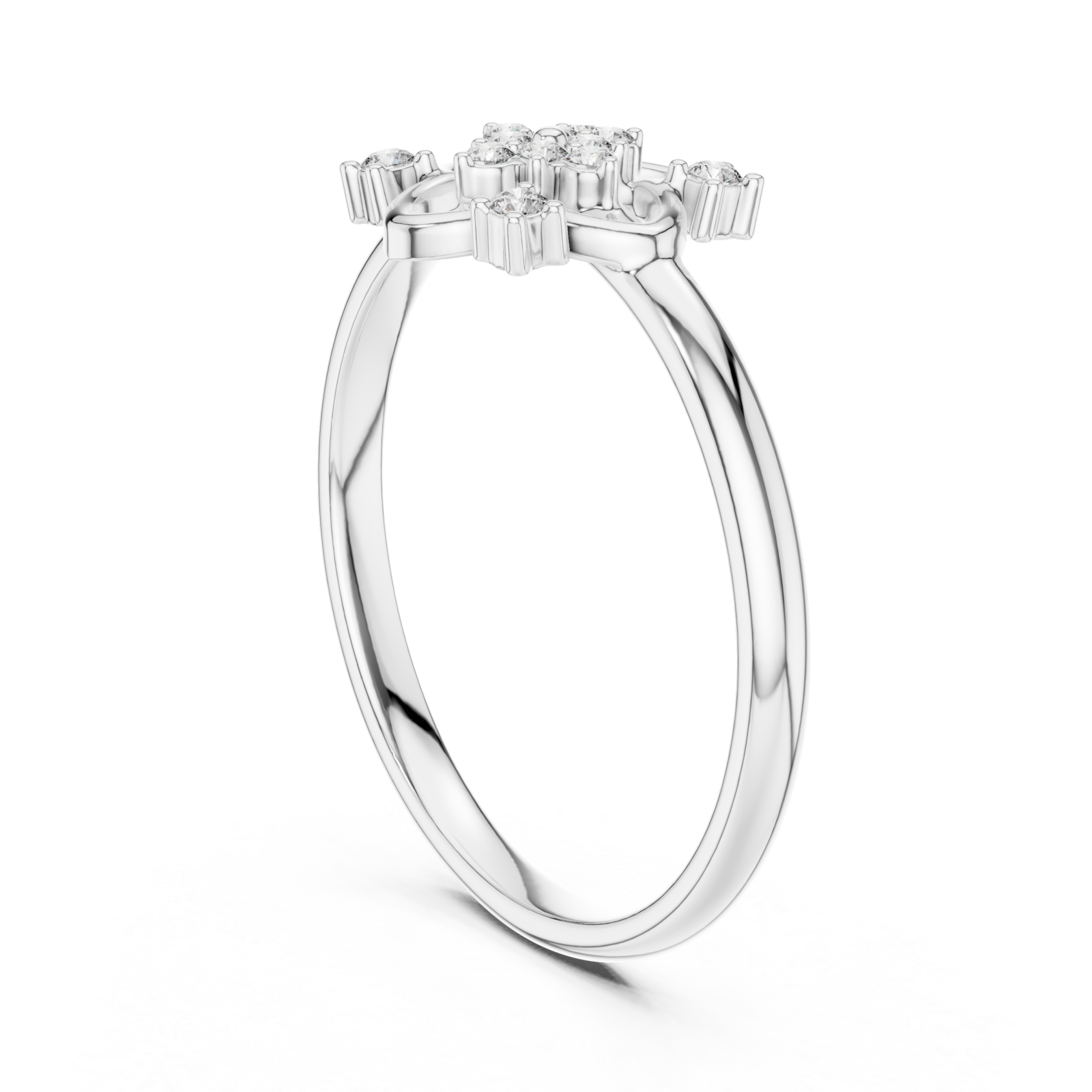  White Gold Whimsical Petal Embrace Solitaire Ring Left View