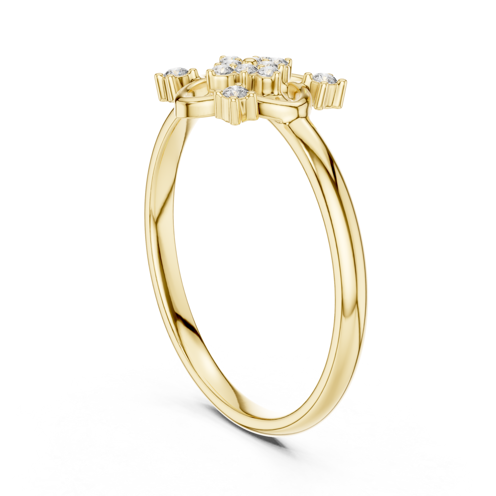 Gold Whimsical Petal Embrace Solitaire Ring Left View