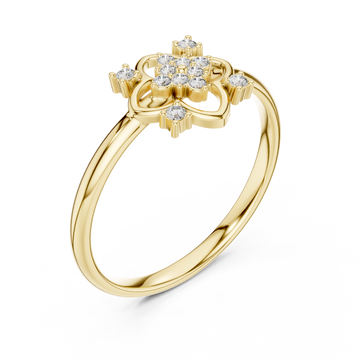 Gold Whimsical Petal Embrace Solitaire Ring Right View