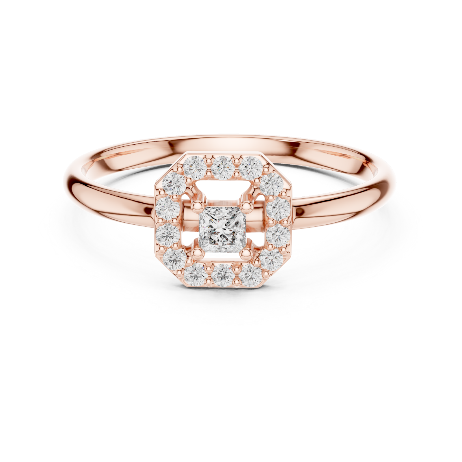  Rose Gold Timeless Whisper Petite Halo Band Ring Front View