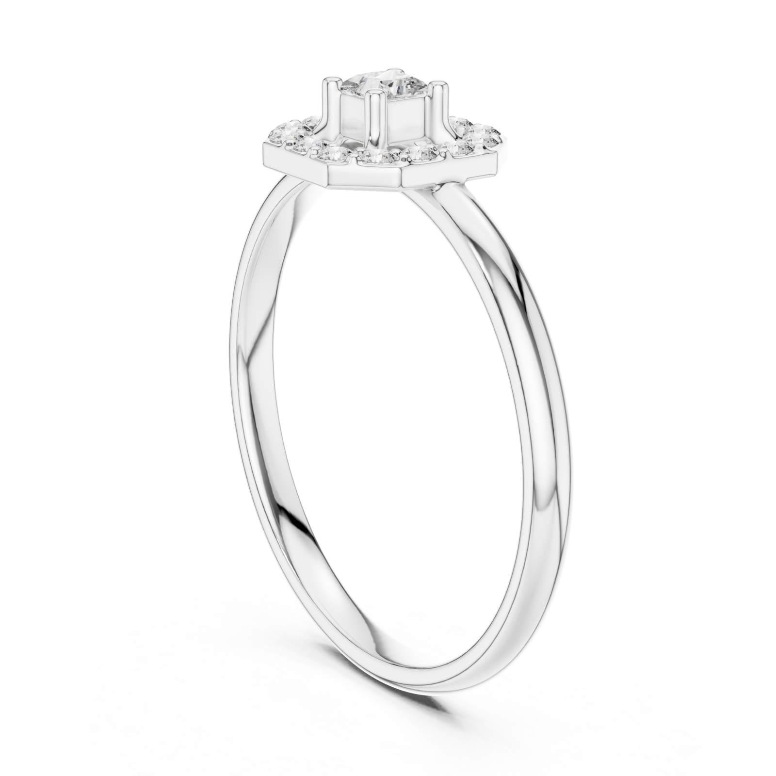  White Gold Timeless Whisper Petite Halo Band Ring Left View