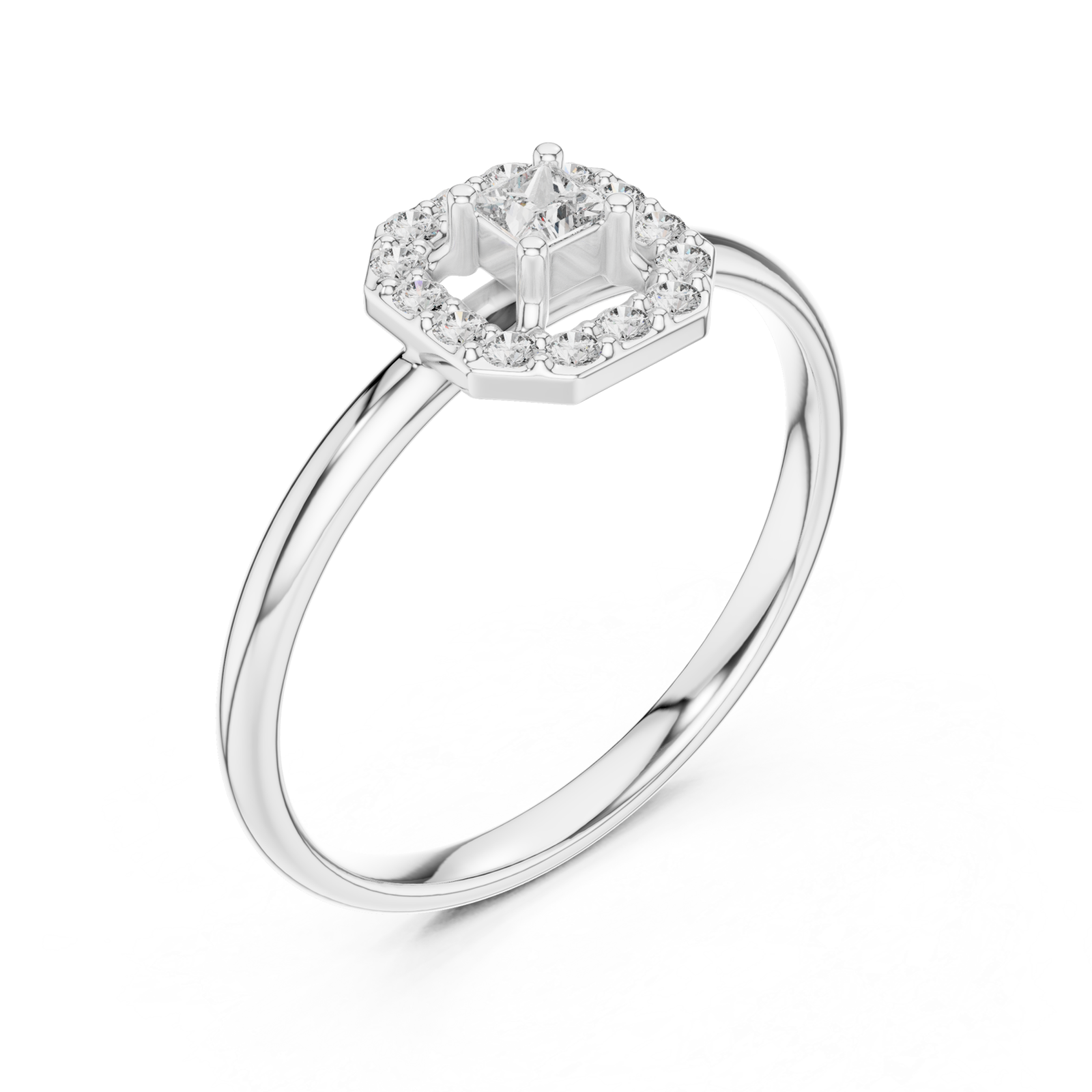  White Gold Timeless Whisper Petite Halo Band Ring Right View