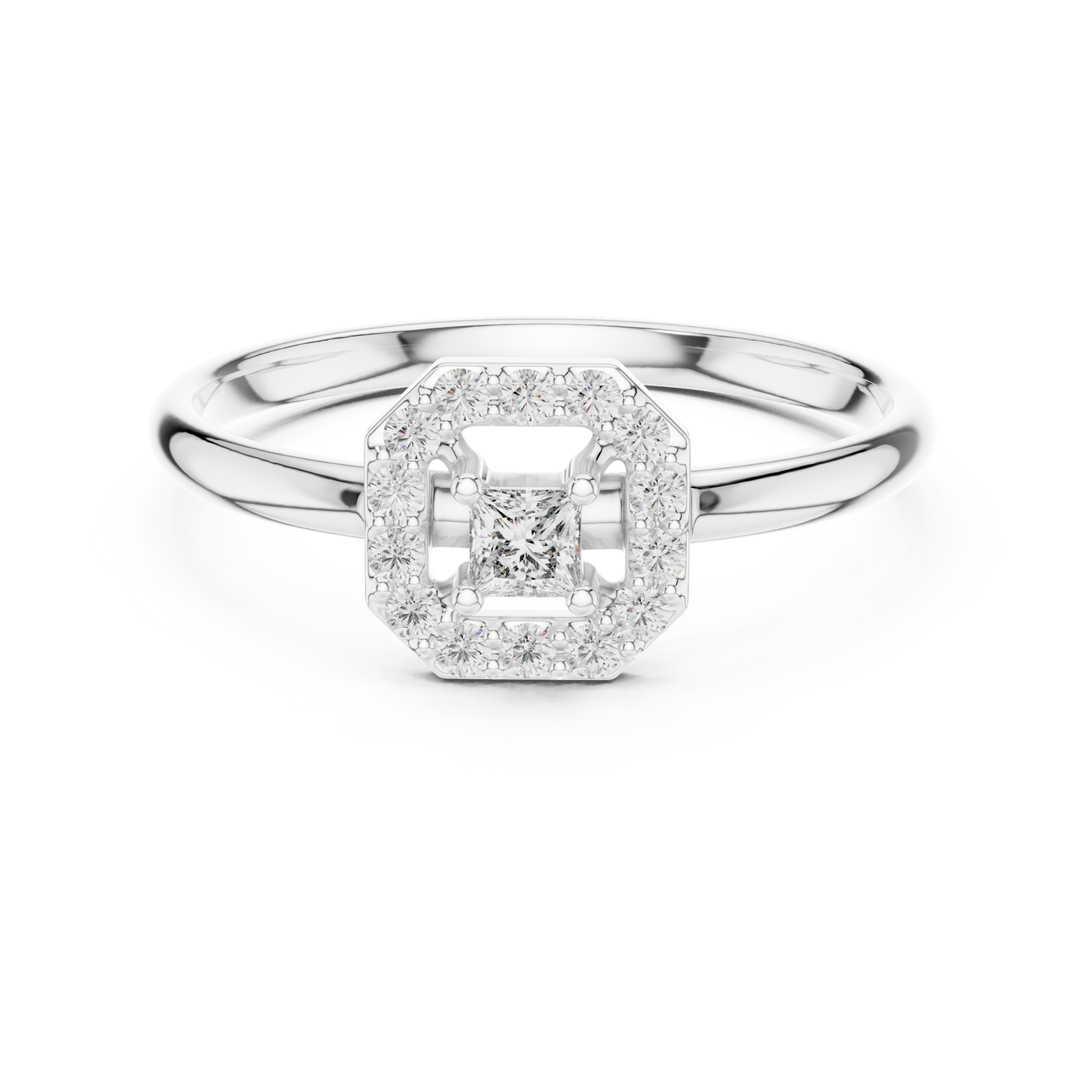  White Gold Timeless Whisper Petite Halo Band Ring Front View