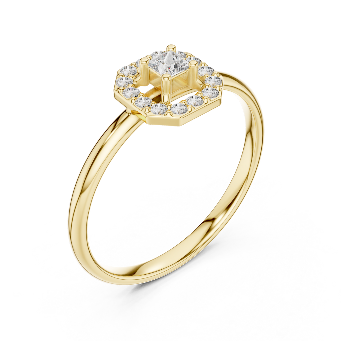 Gold Timeless Whisper Petite Halo Band Ring Right View