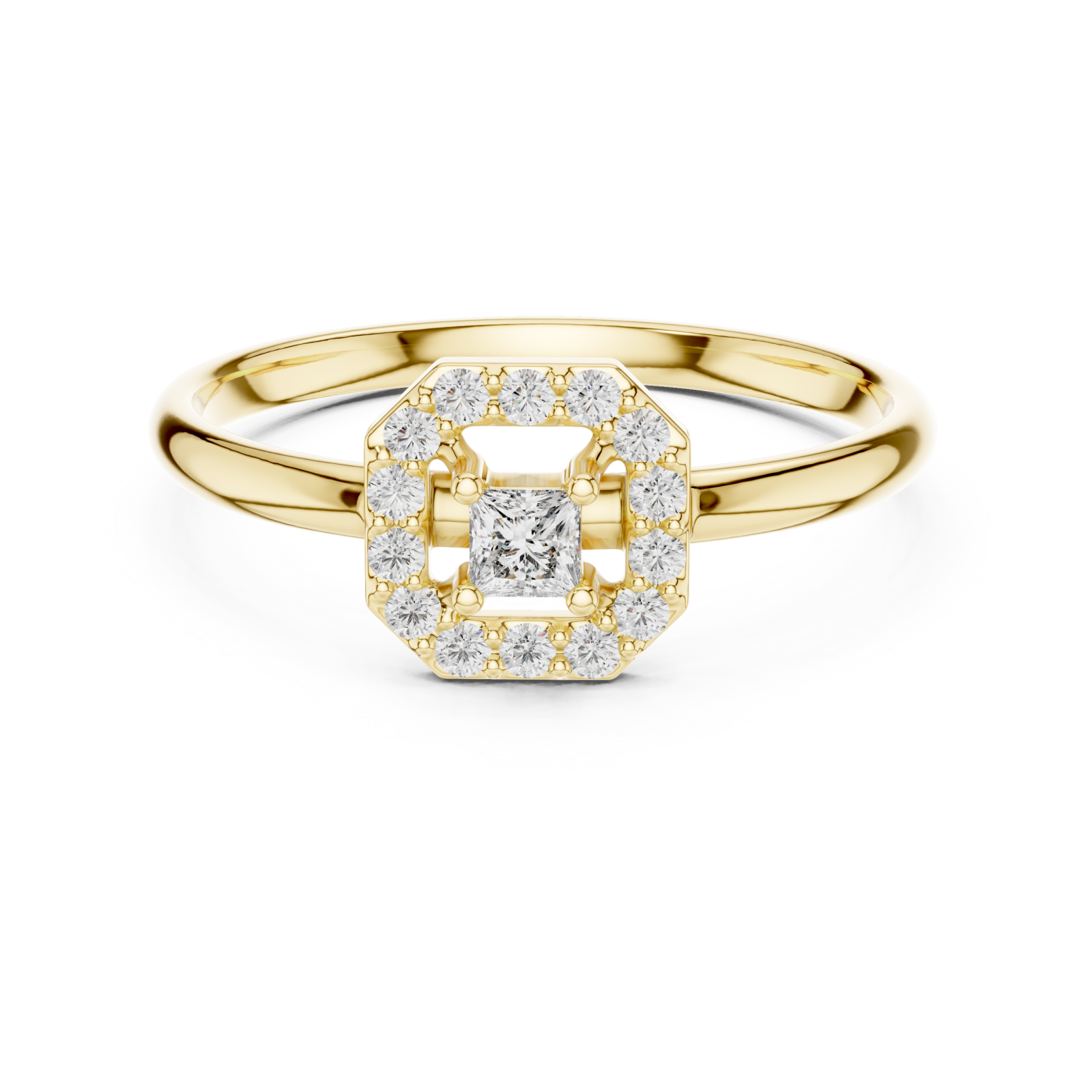  Gold Timeless Whisper Petite Halo Band Ring Front View