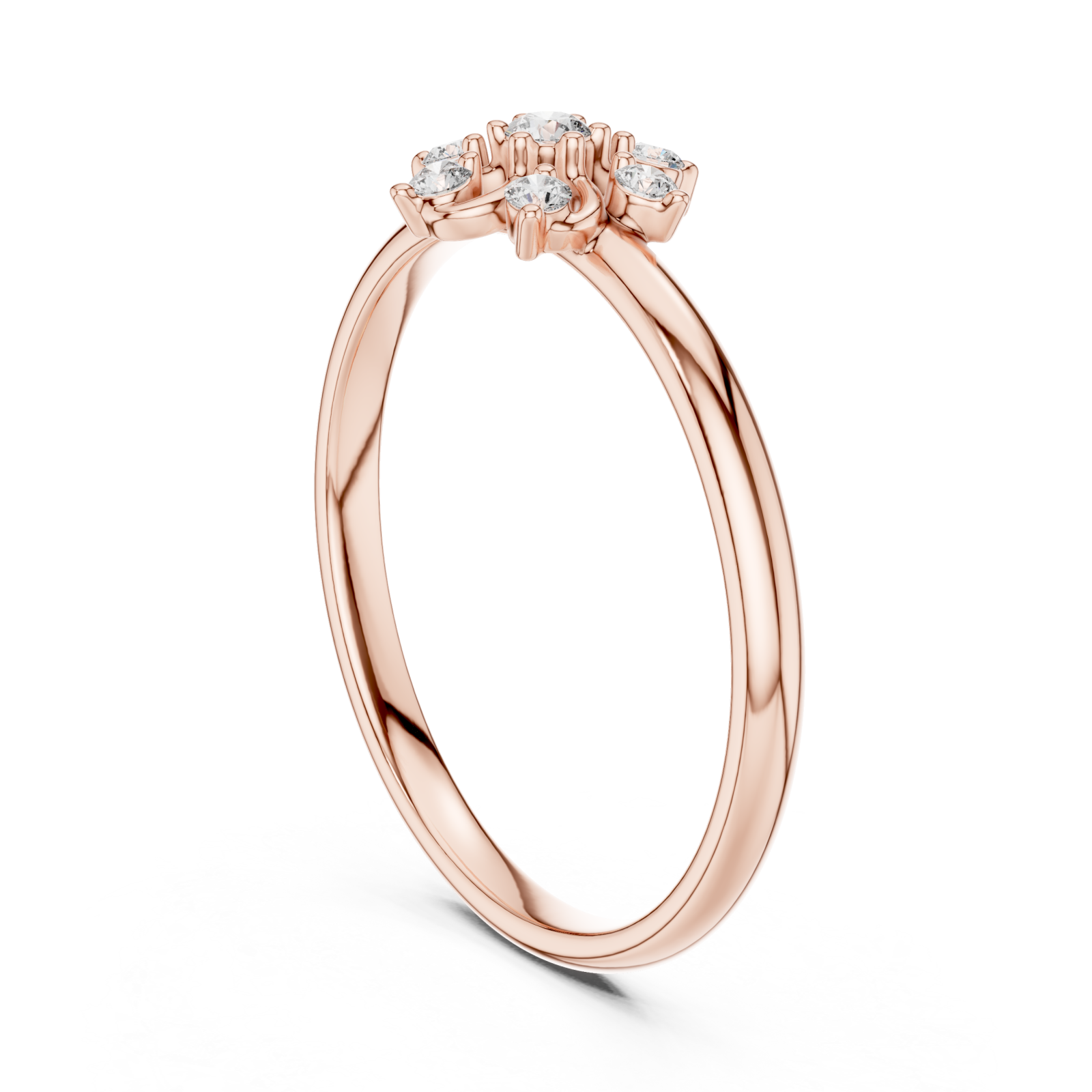  Rose Gold Blooming Petals Solitaire Ring Left View