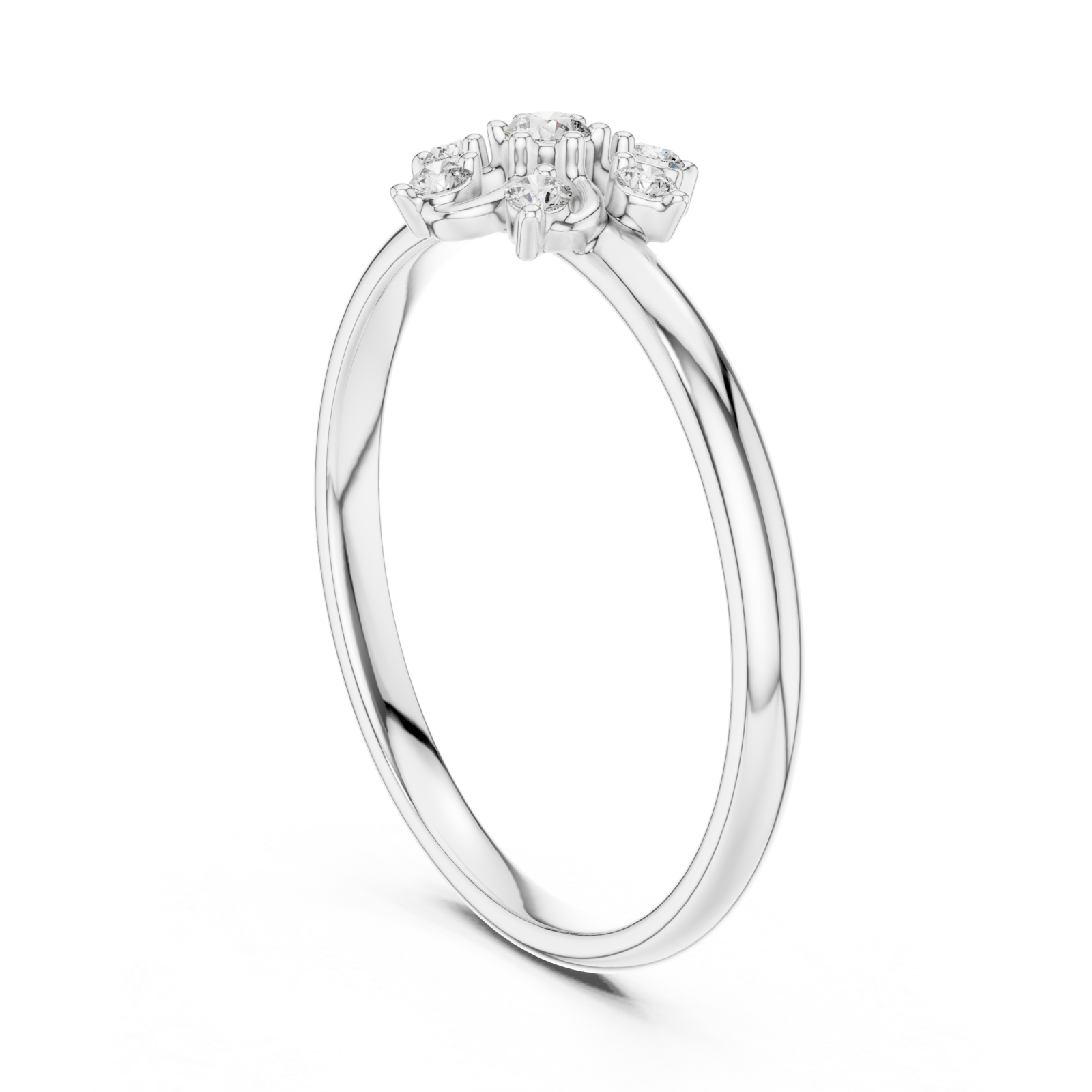  White Gold Blooming Petals Solitaire Ring Left View