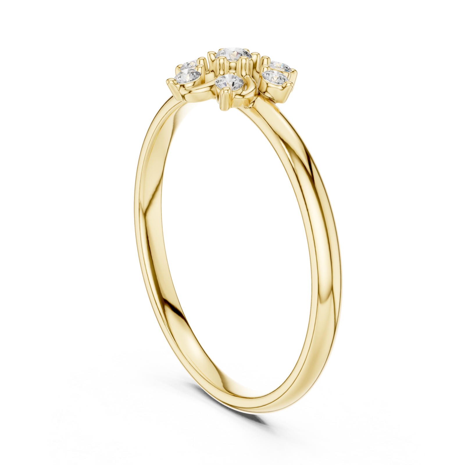  Gold Blooming Petals Solitaire Ring Left View