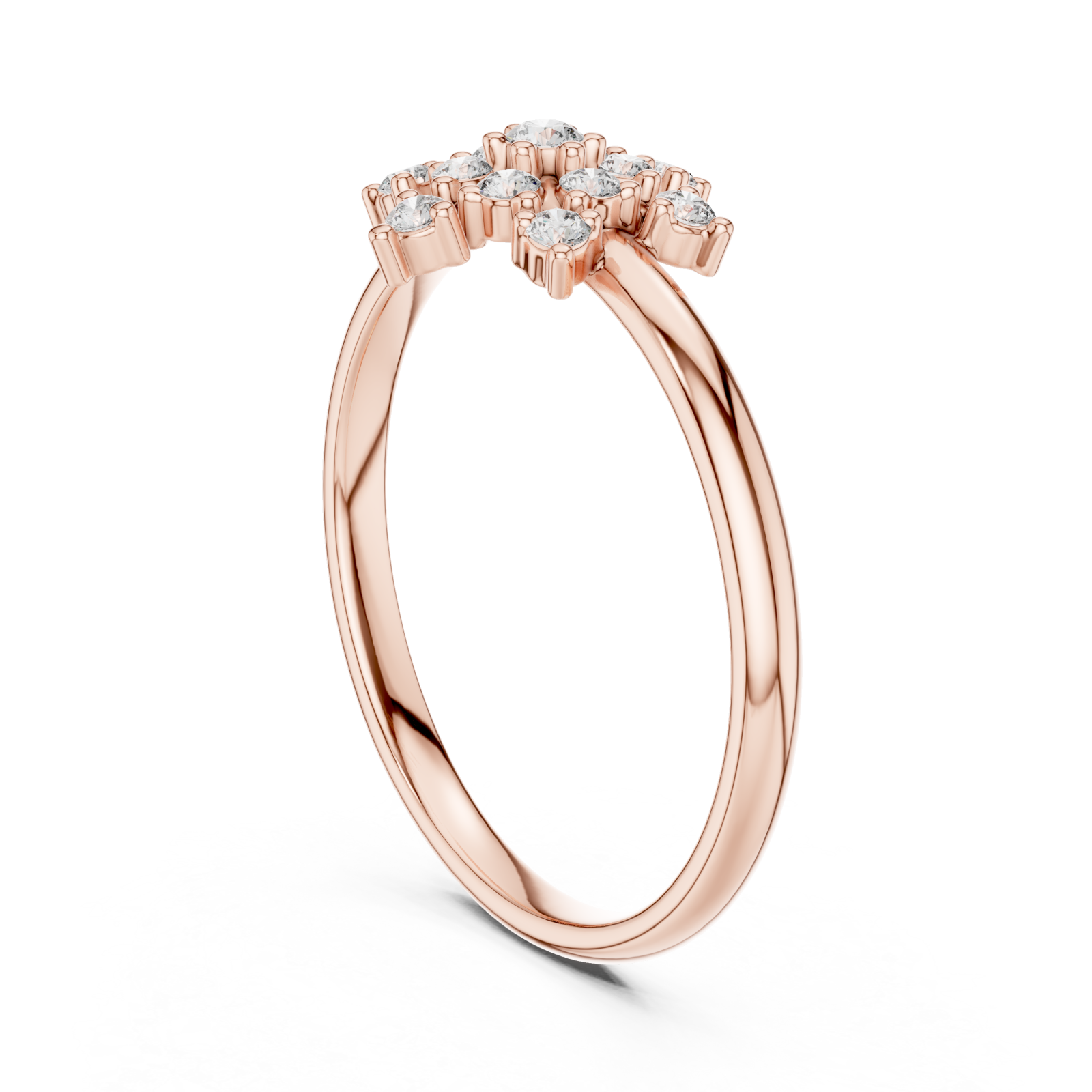  Rose Gold Enchanted Radiant Halo Occasion Ring Left View