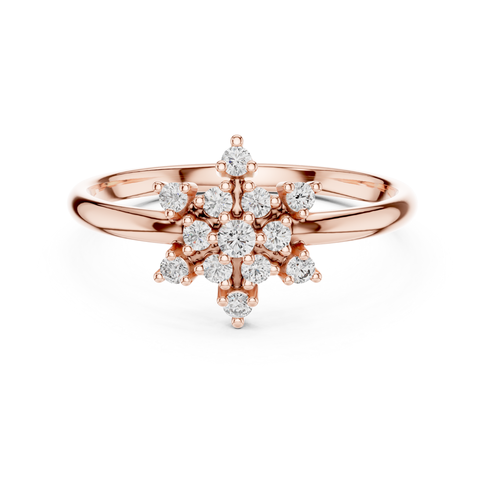  Rose Gold Enchanted Radiant Halo Occasion Ring Front View