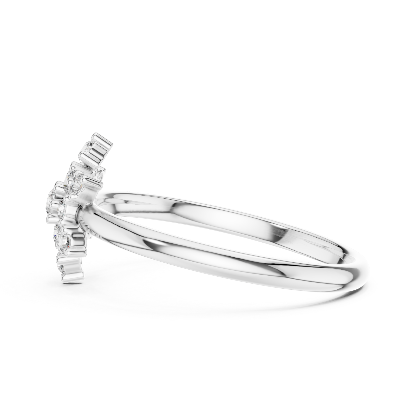  White Gold Enchanted Radiant Halo Occasion Ring Side View