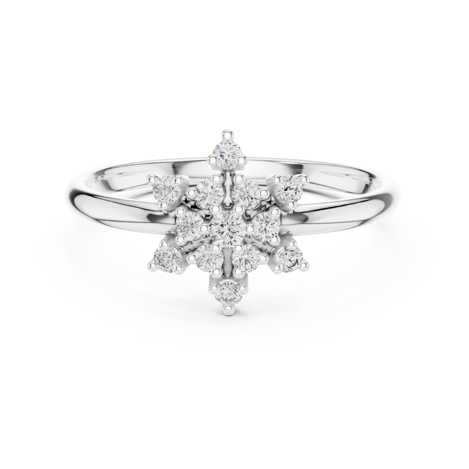  White Gold Enchanted Radiant Halo Occasion Ring Front View
