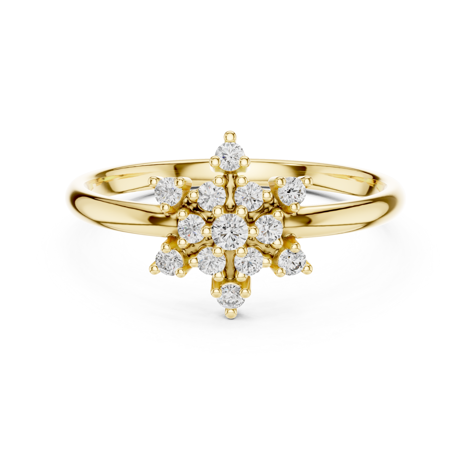  Gold Enchanted Radiant Halo Occasion Ring Front View
