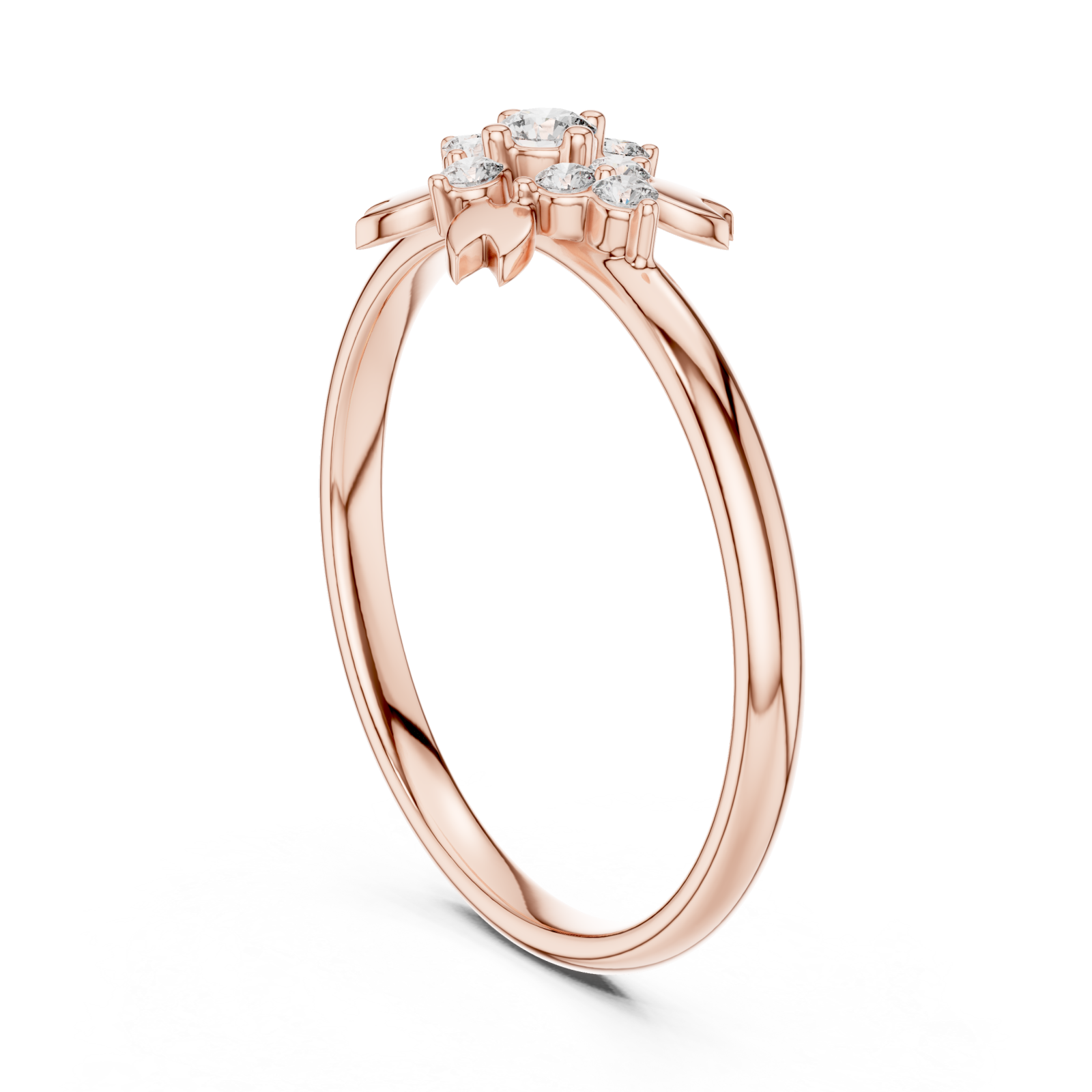  Rose Gold Serene Floral Adorned Halo Band Left View