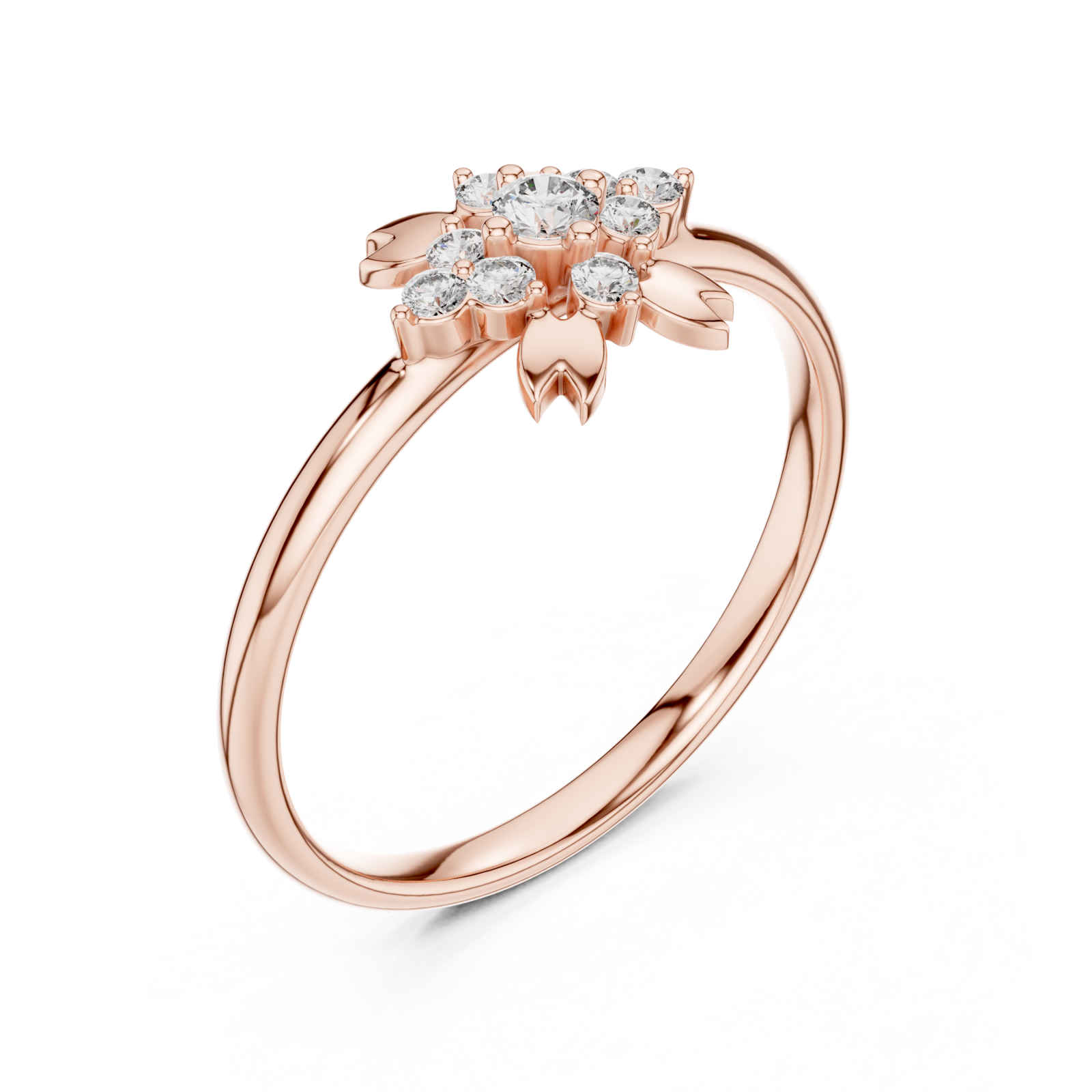  Rose Gold Serene Floral Adorned Halo Band Right View