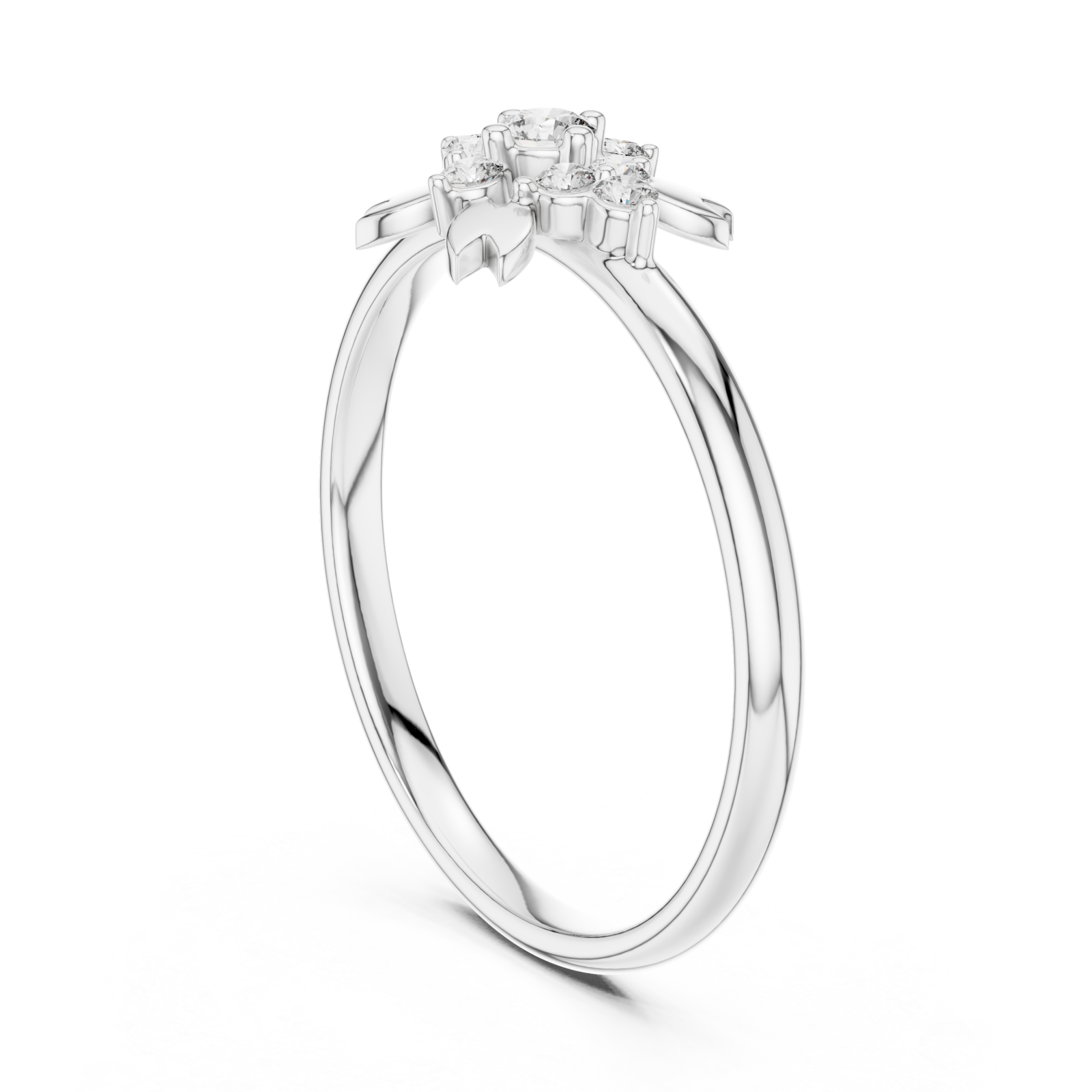  White Gold Serene Floral Adorned Halo Band Left View