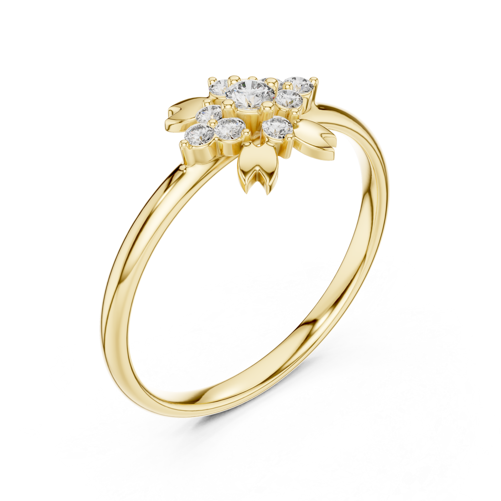 Gold Serene Floral Adorned Halo Band Right View