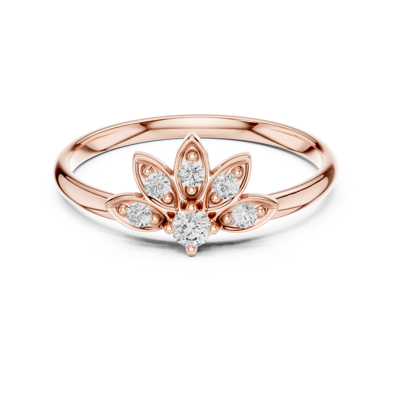  Rose Gold Luminous Meadow Whirl Blossom Ring Front View