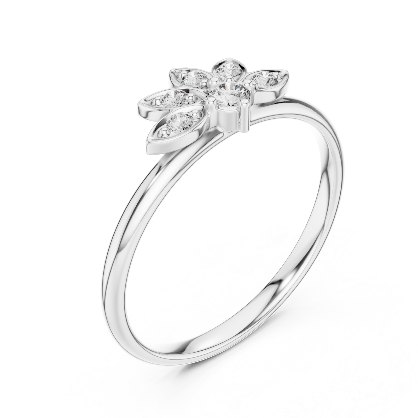  White Gold Luminous Meadow Whirl Blossom Ring Right View