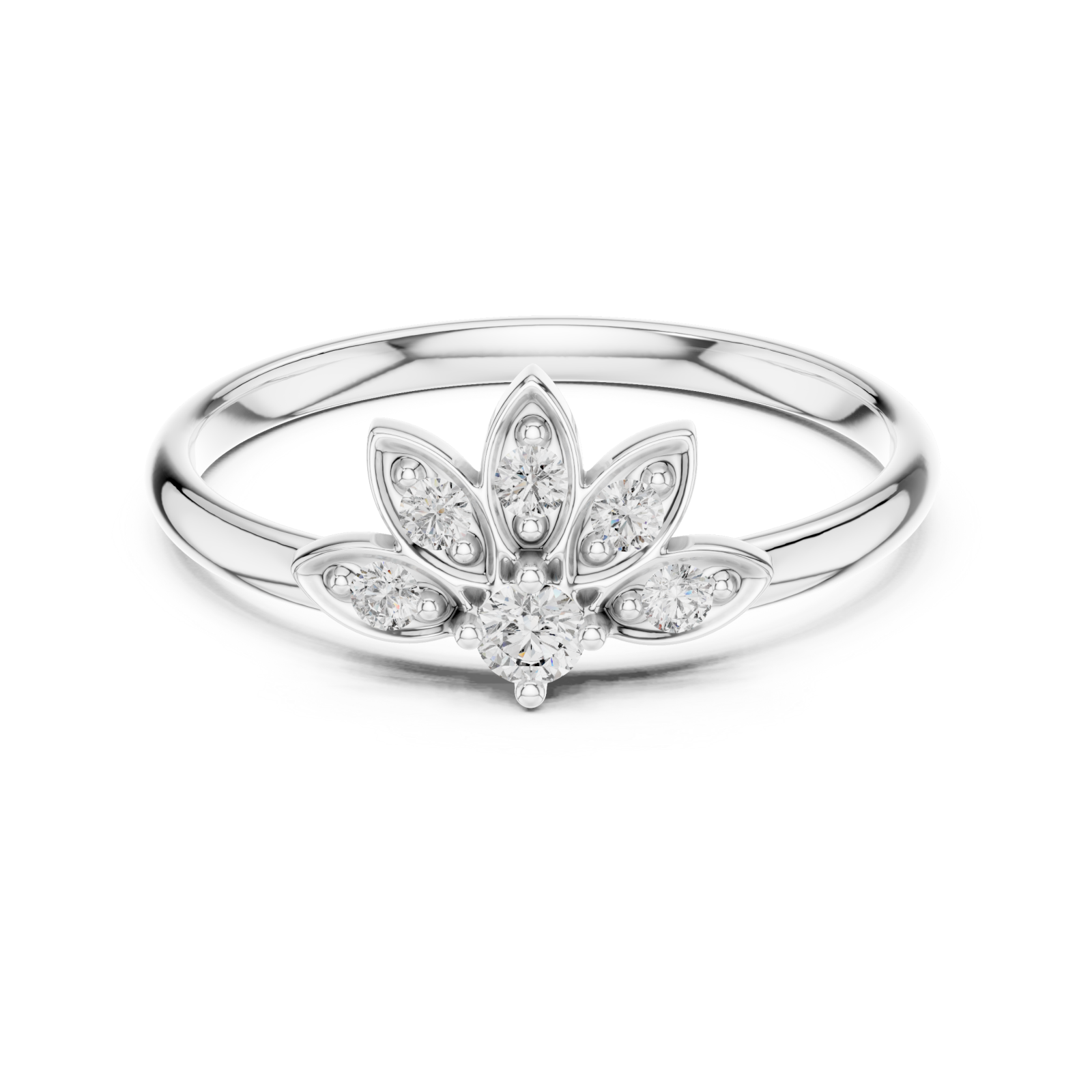  White Gold Luminous Meadow Whirl Blossom Ring Front View