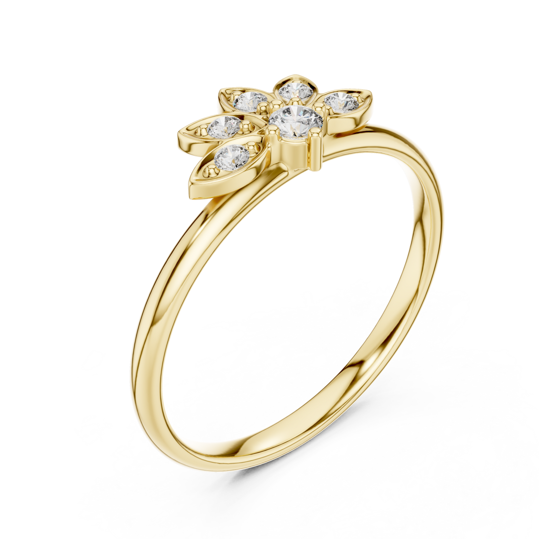 Gold Luminous Meadow Whirl Blossom Ring Right View