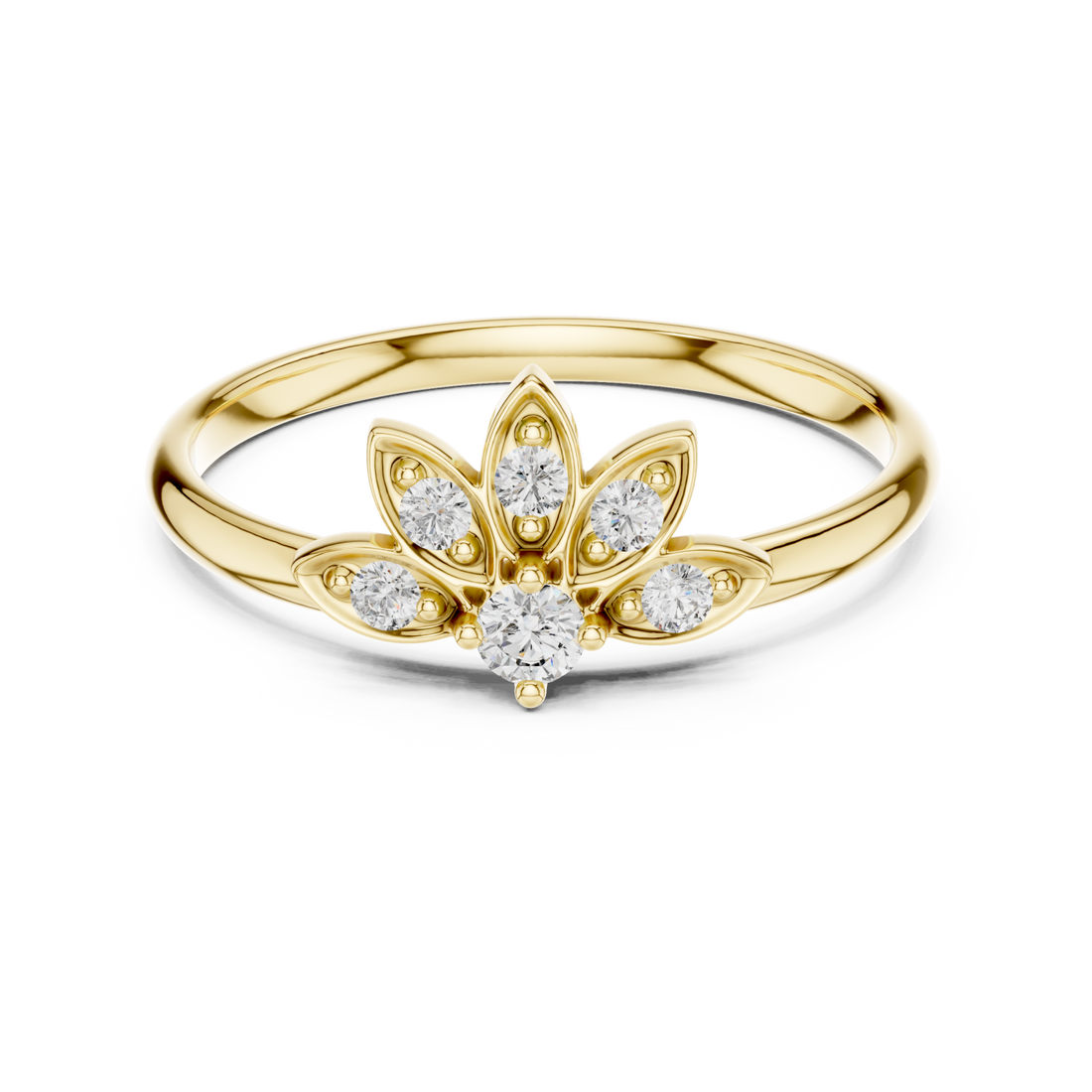 Gold Luminous Meadow Whirl Blossom Ring Right View
