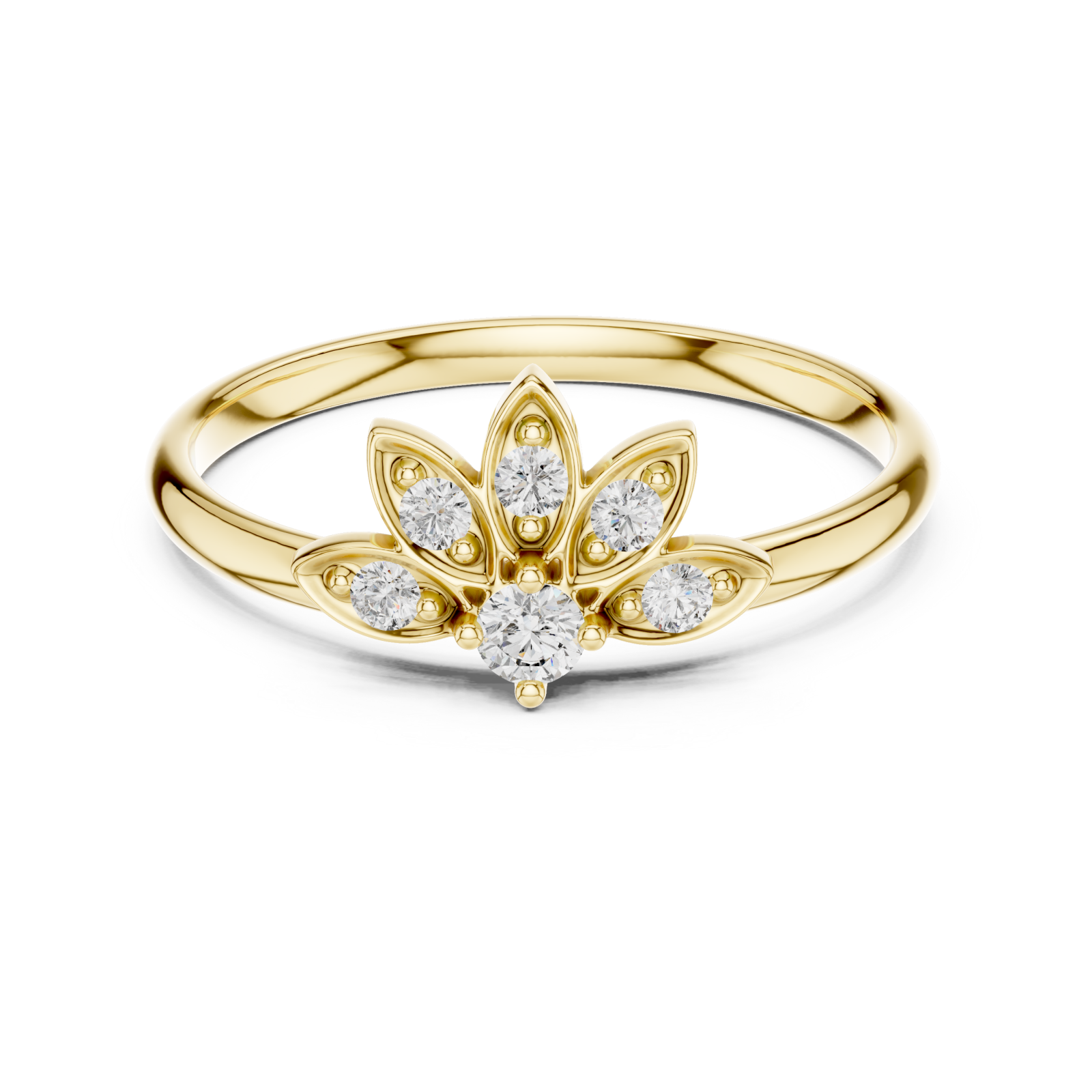  Gold Luminous Meadow Whirl Blossom Ring Front View