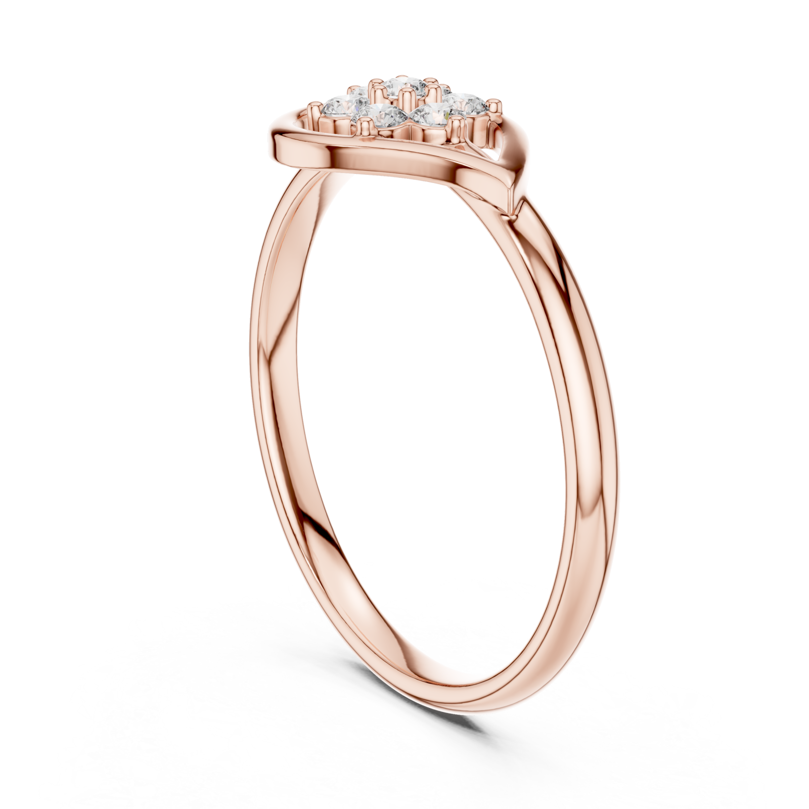  Rose Gold Floral Whisper Curve Ring Left View