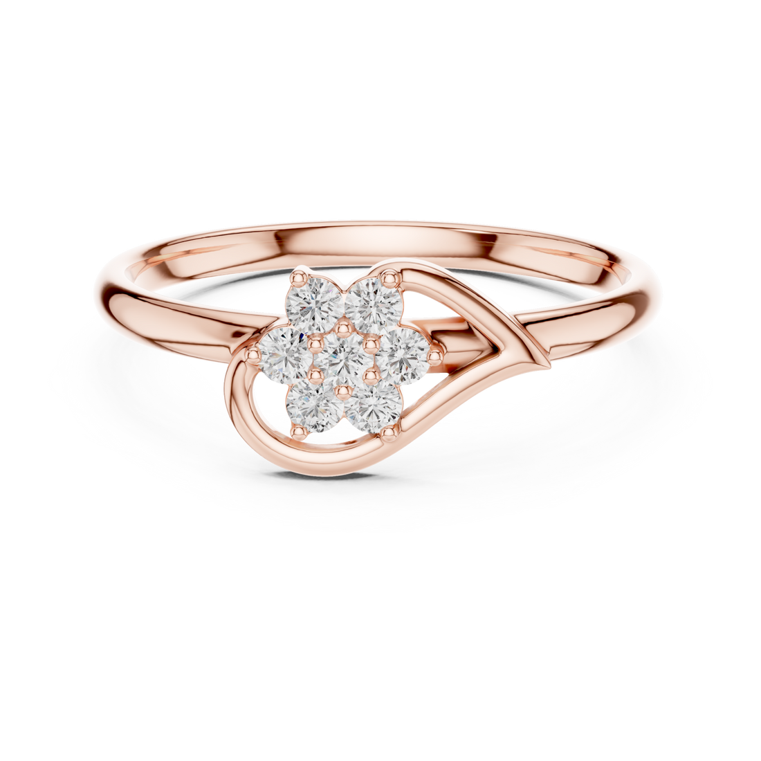  Rose Gold Floral Whisper Curve Ring Right View