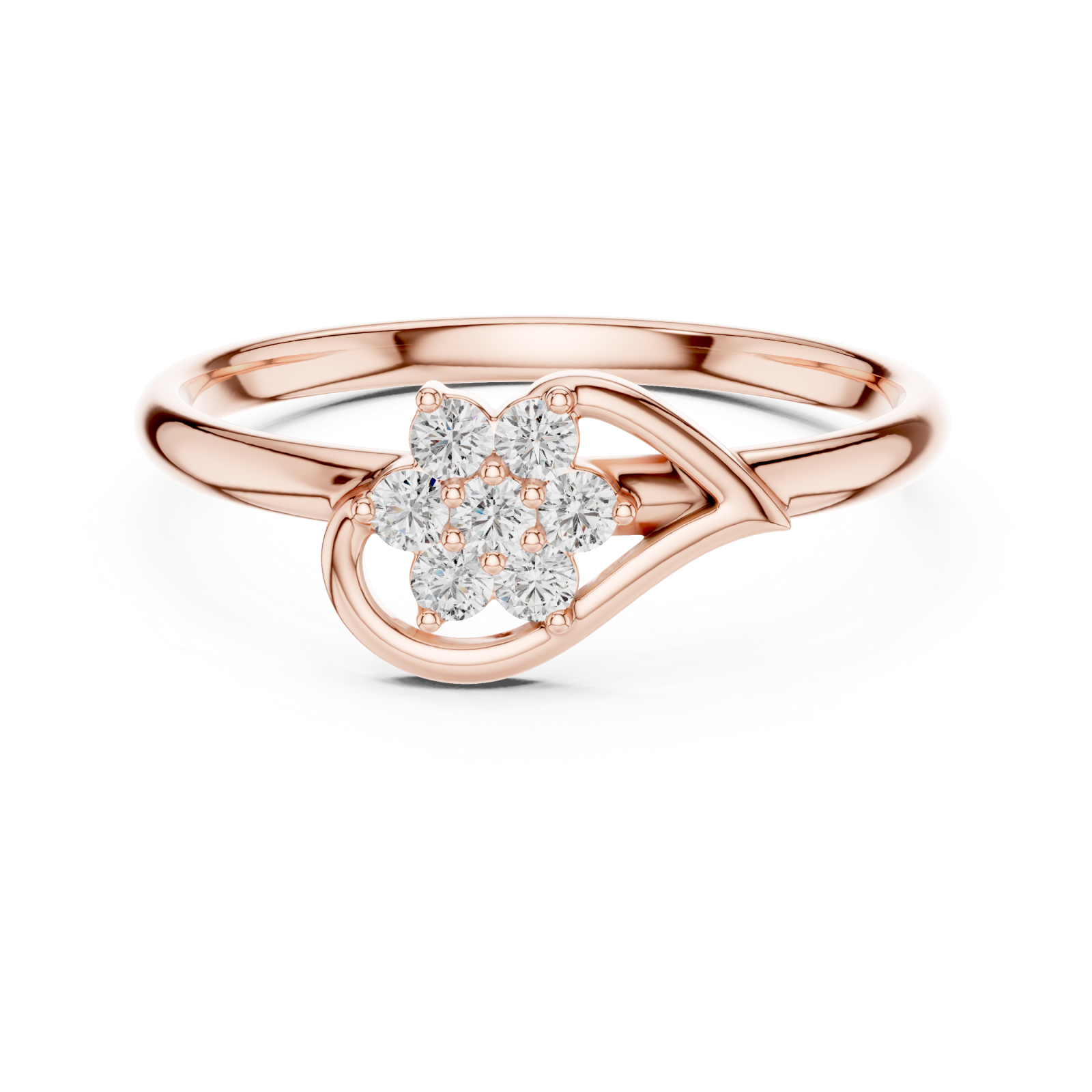  Rose Gold Floral Whisper Curve Ring Front View