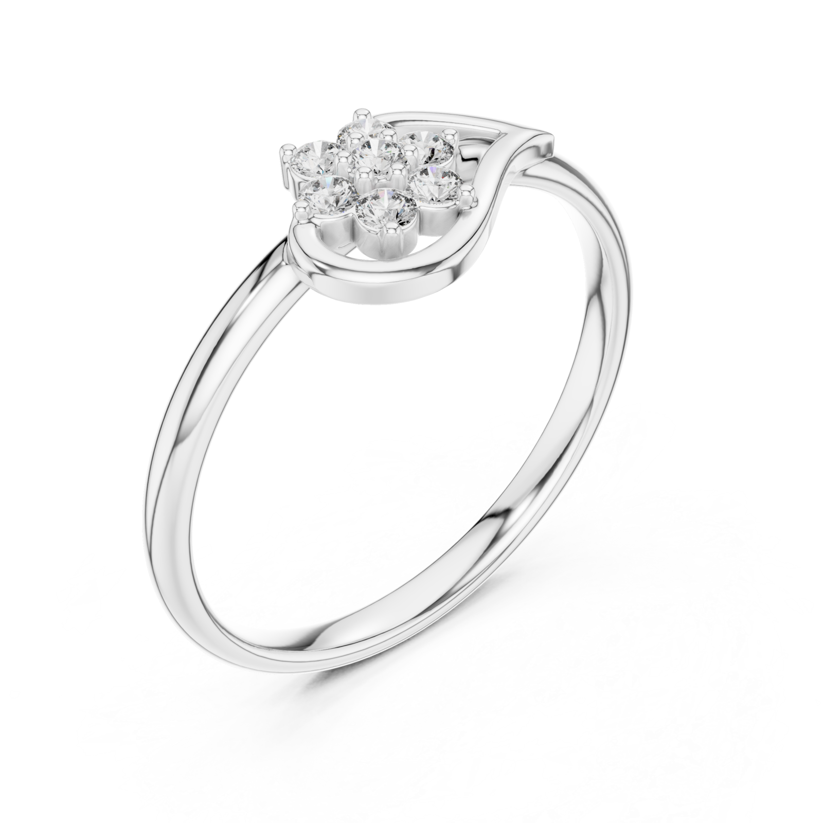  White Gold Floral Whisper Curve Ring Right View