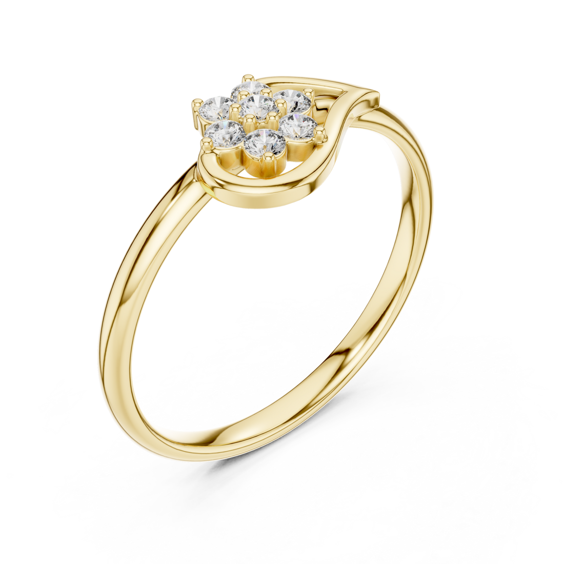 Gold Floral Whisper Curve Ring Right View