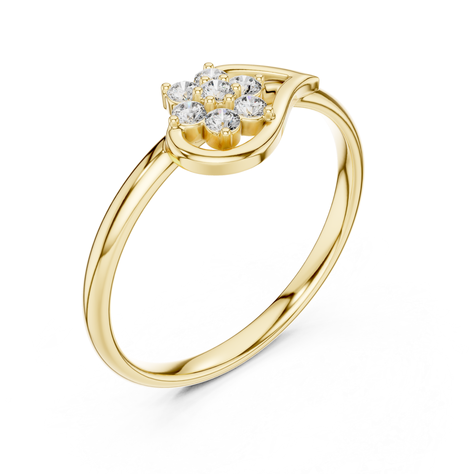 Gold Floral Whisper Curve Ring Right View