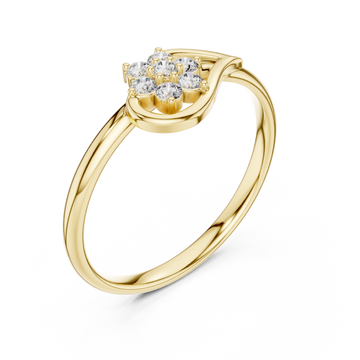 Gold Floral Whisper Curve Ring Right View