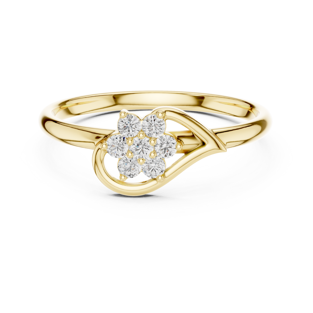 Gold Floral Whisper Curve Ring Right View