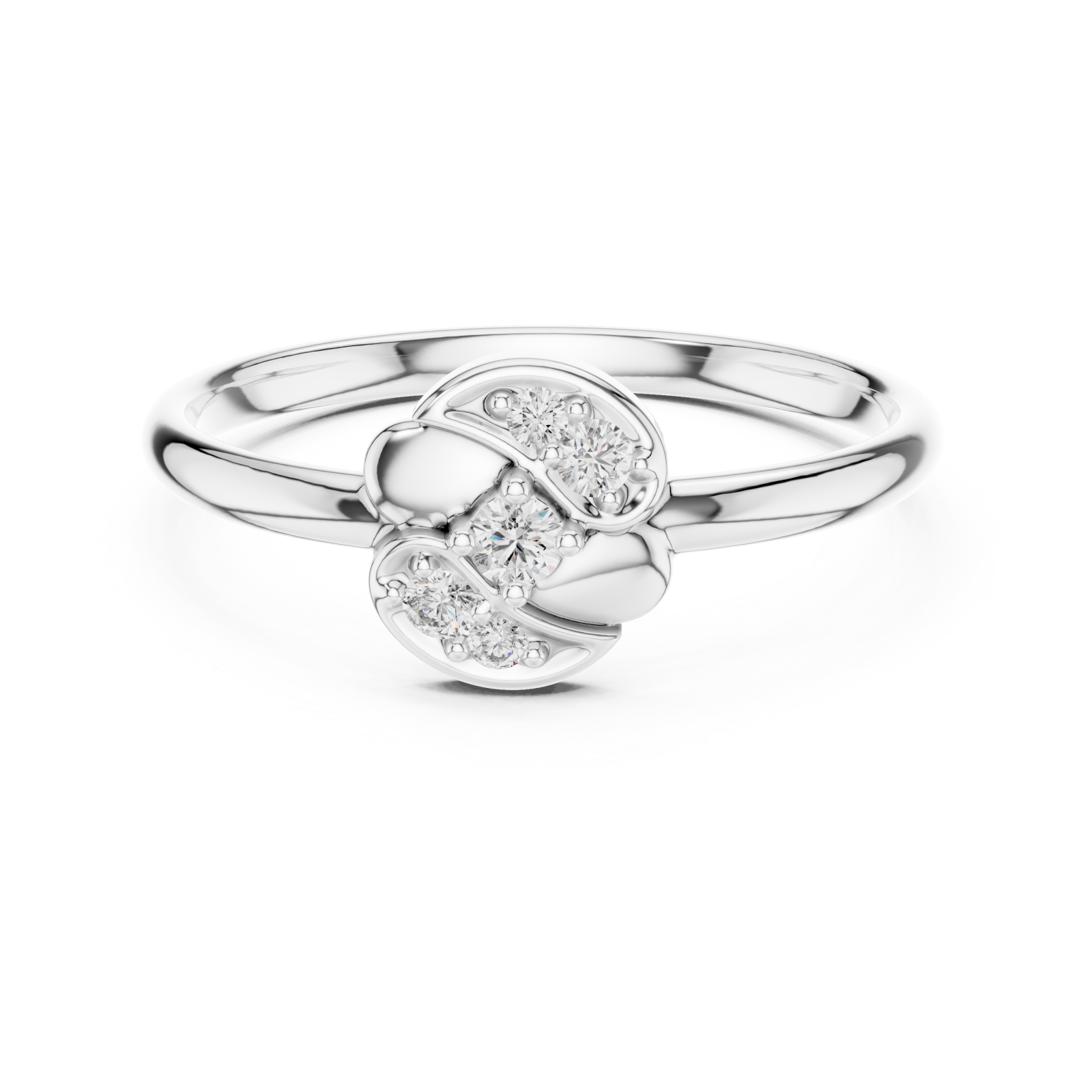  White Gold Morning Dew Dual Bloom Twirl Band Front View