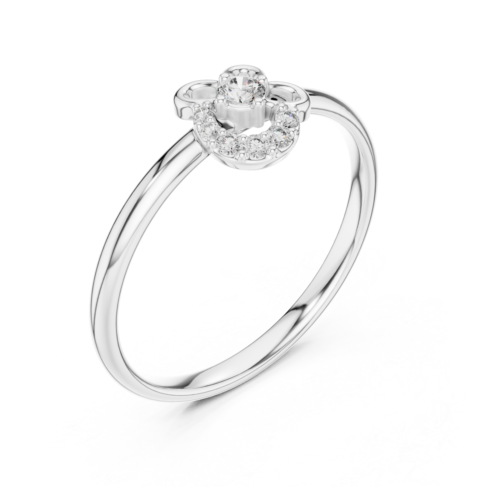  White Gold Radiant Petal Halo Blossom Band Right View