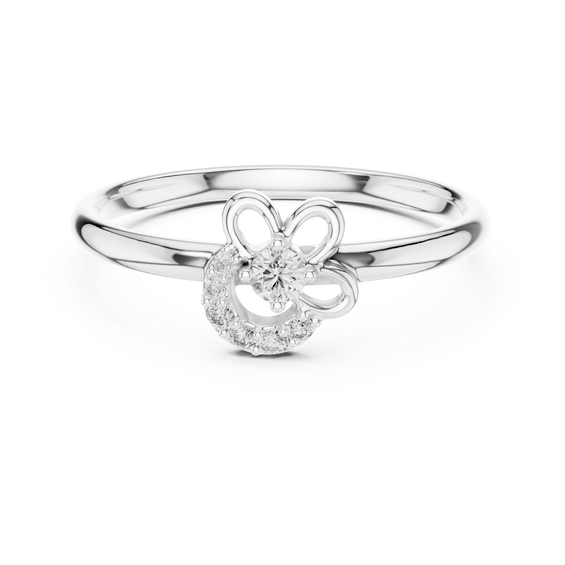  White Gold Radiant Petal Halo Blossom Band Right View