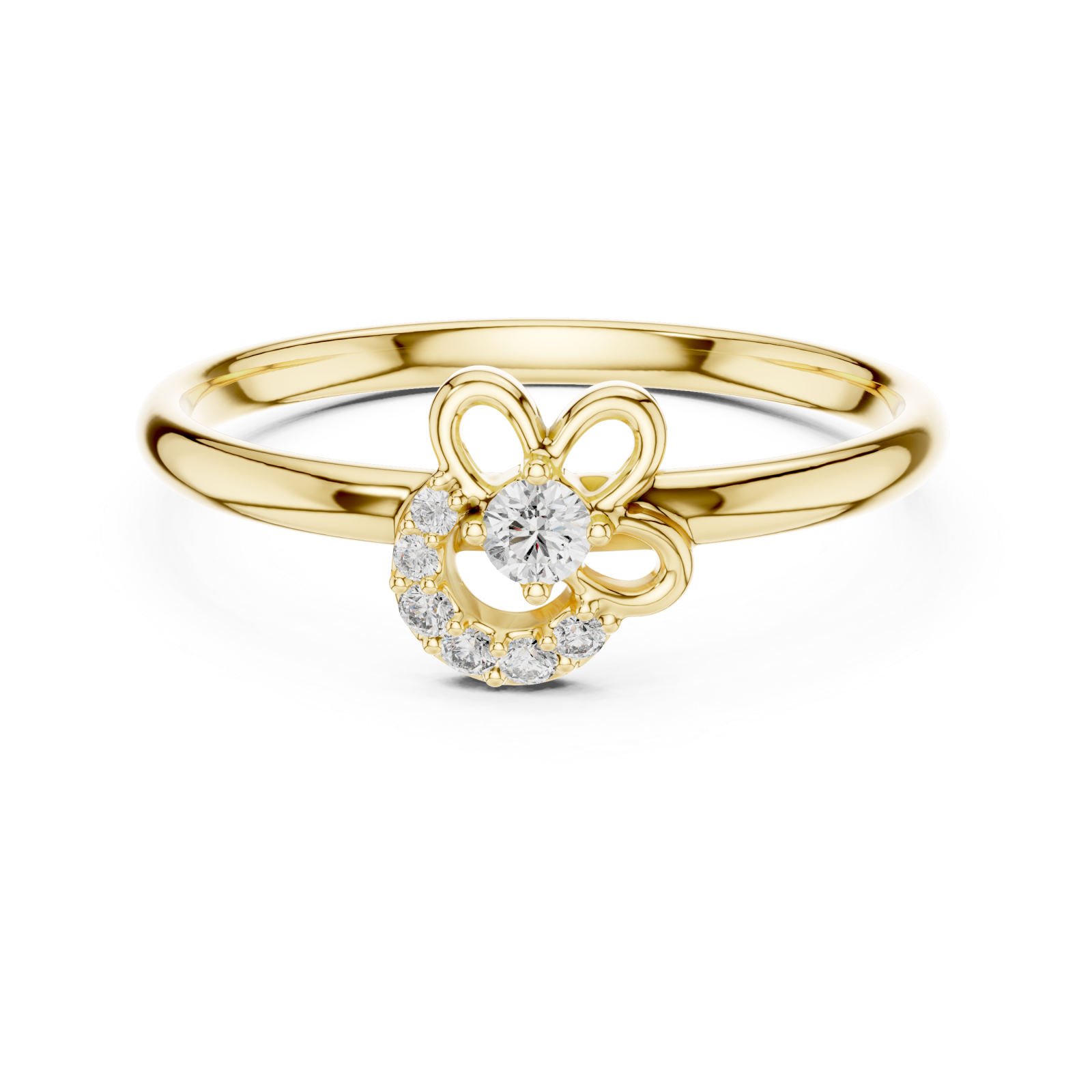  Gold Radiant Petal Halo Blossom Band Front View