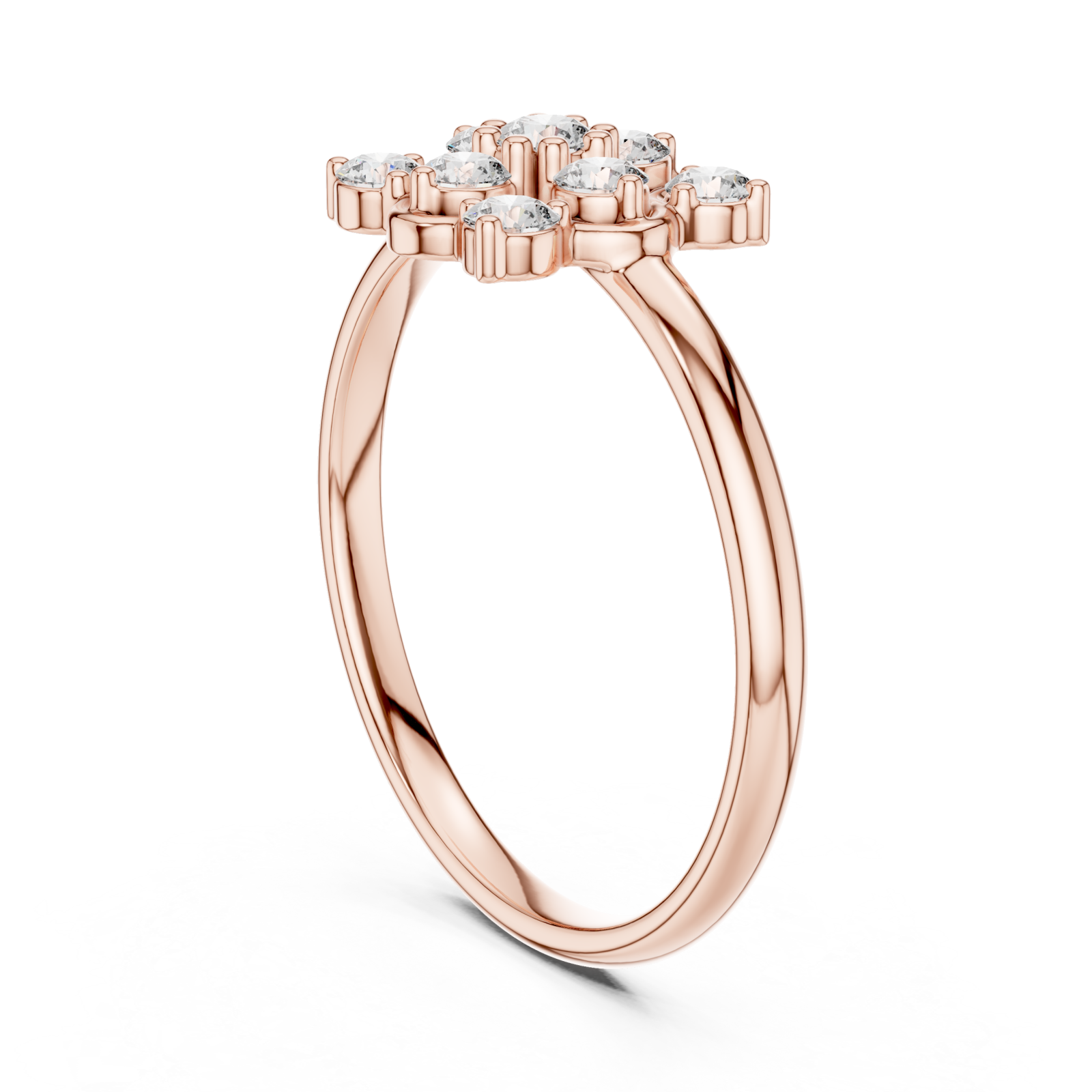  Rose Gold Celestial Blossom Square Halo Ring Left View