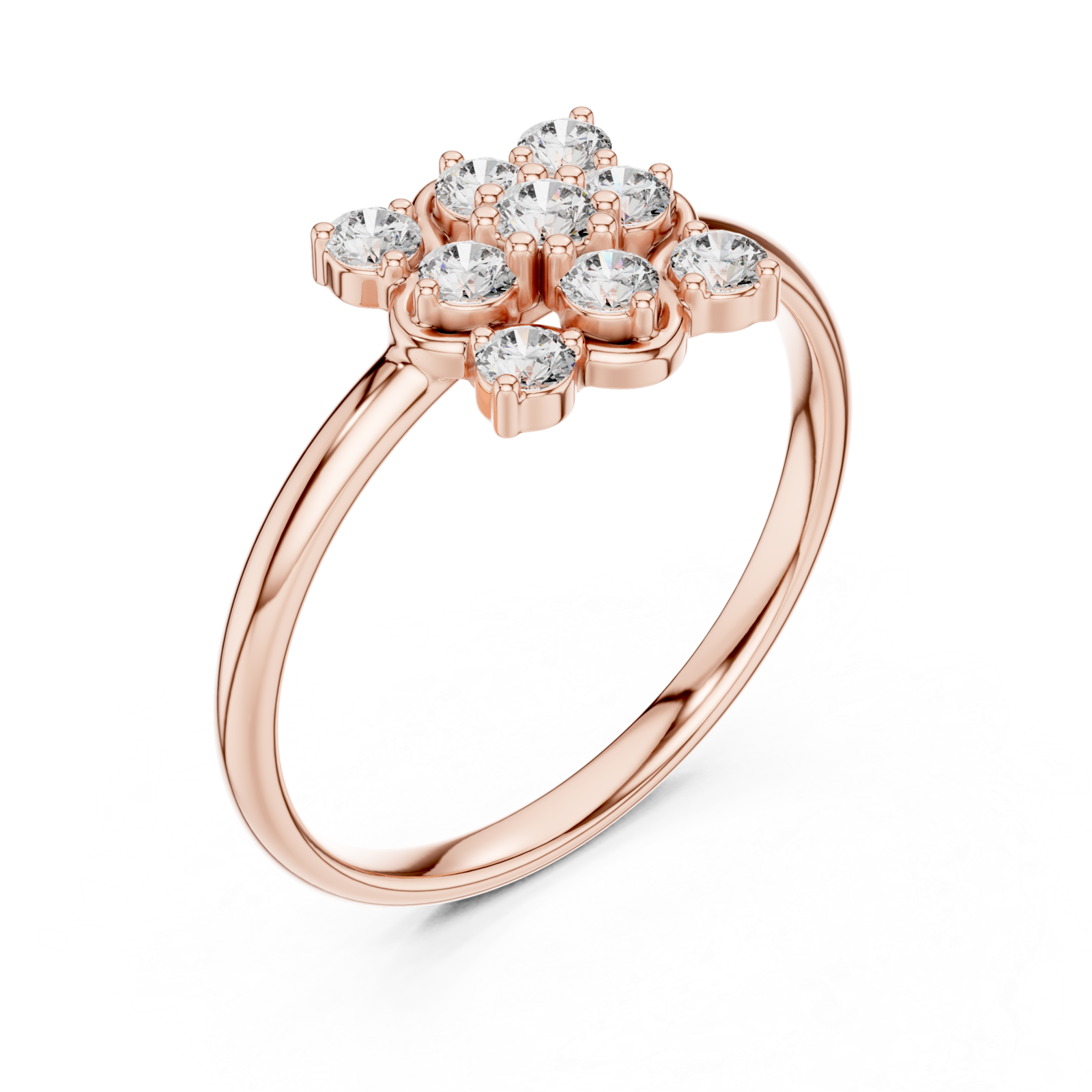  Rose Gold Celestial Blossom Square Halo Ring Right View