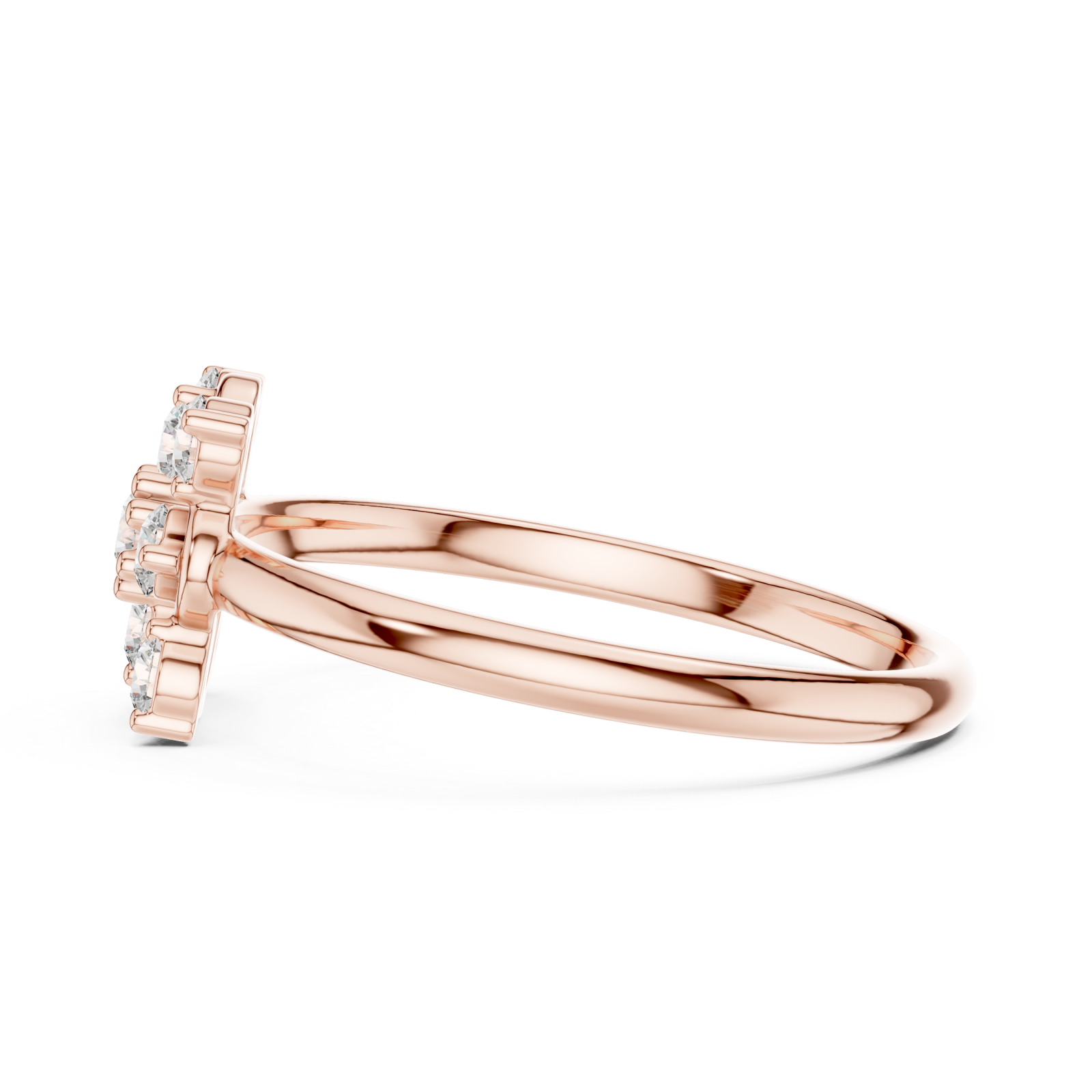  Rose Gold Celestial Blossom Square Halo Ring Side View