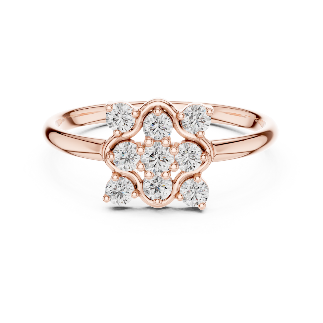  Rose Gold Celestial Blossom Square Halo Ring Right View