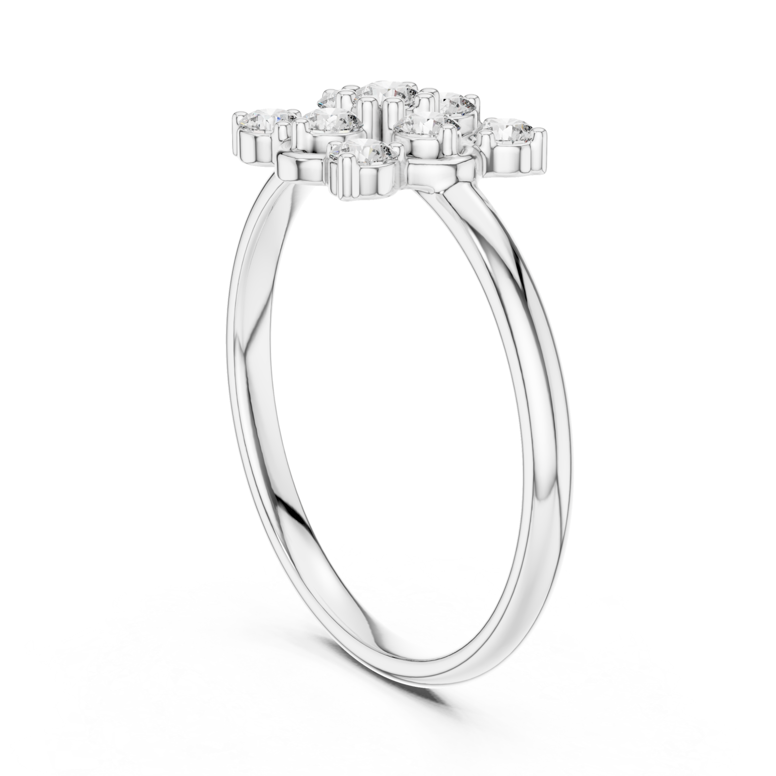  White Gold Celestial Blossom Square Halo Ring Left View