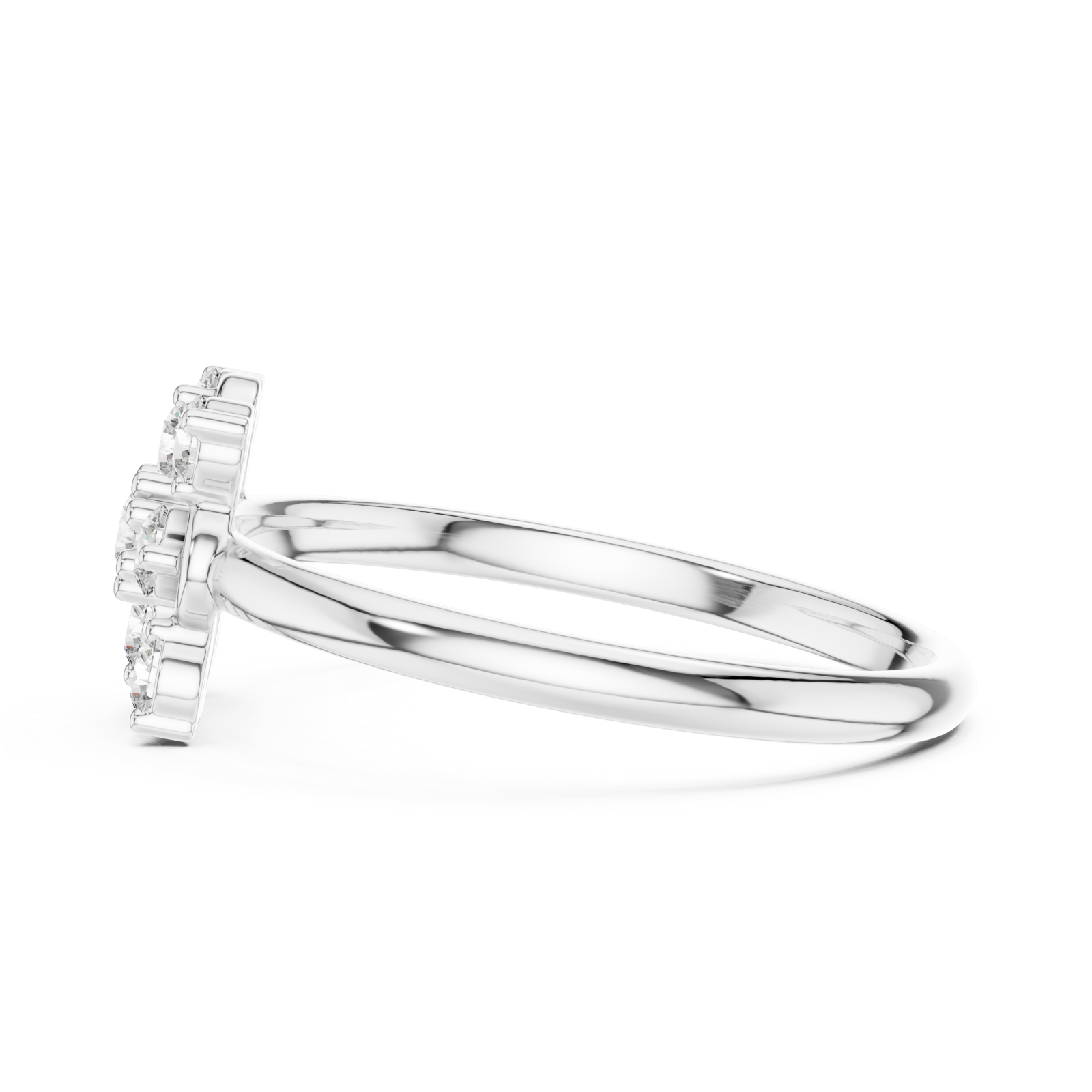  White Gold Celestial Blossom Square Halo Ring Side View