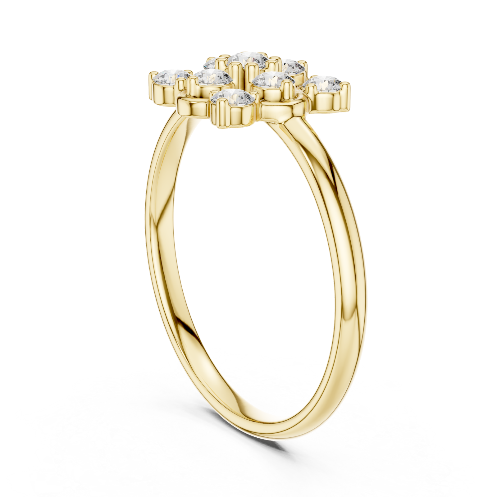  Gold Celestial Blossom Square Halo Ring Left View