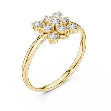 Gold Celestial Blossom Square Halo Ring Right View