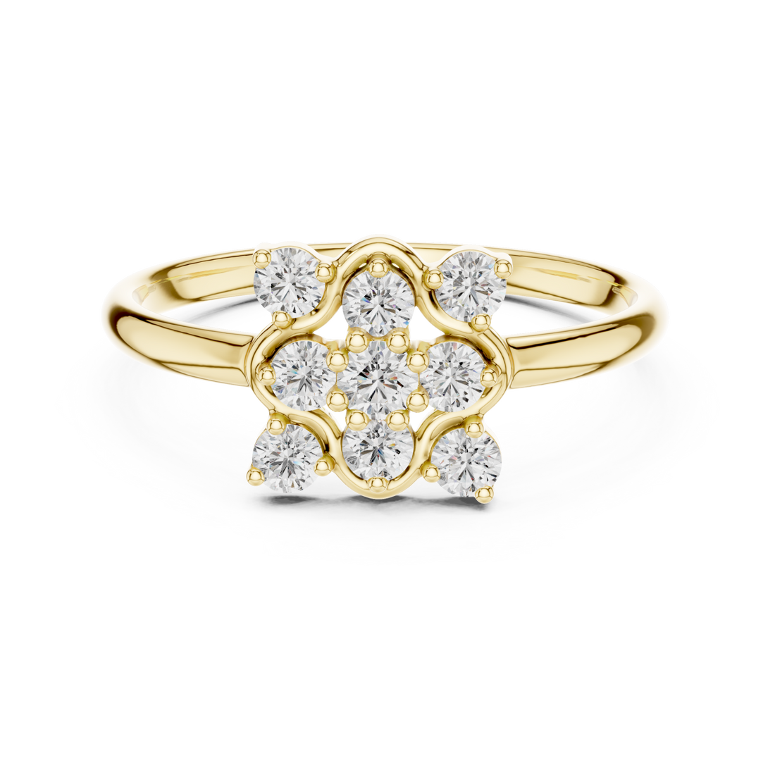 Gold Celestial Blossom Square Halo Ring Right View